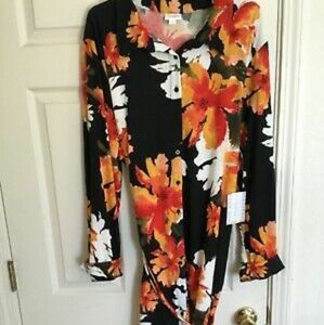 Lularoe Ellie Dress black with orange flowers 3X